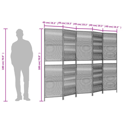 Elegant Black Poly Rattan Room Divider with 5 Panels