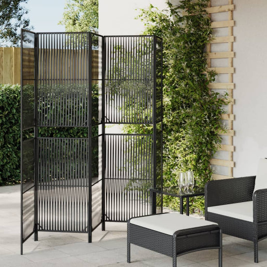 Elegant Black Poly Rattan Room Divider with 5 Panels
