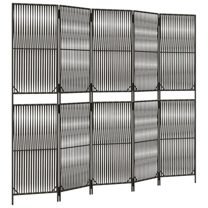 5-Panel Room Divider in Elegant Grey Poly Rattan