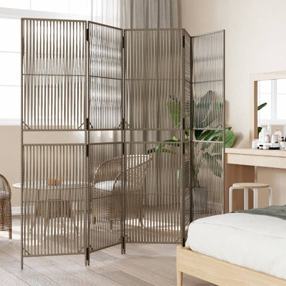 5-Panel Room Divider in Elegant Grey Poly Rattan