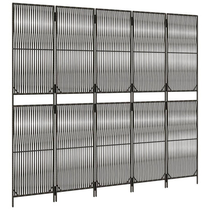 5-Panel Room Divider in Elegant Grey Poly Rattan