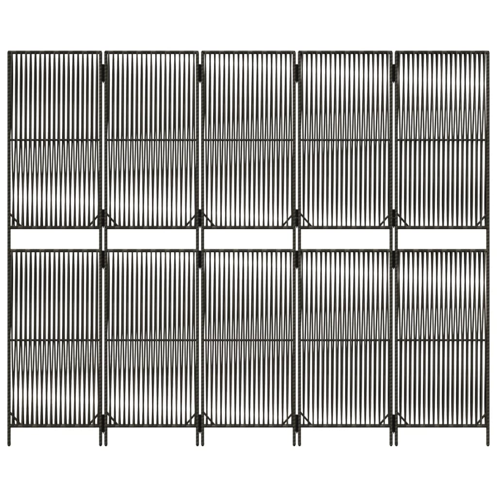 5-Panel Room Divider in Elegant Grey Poly Rattan