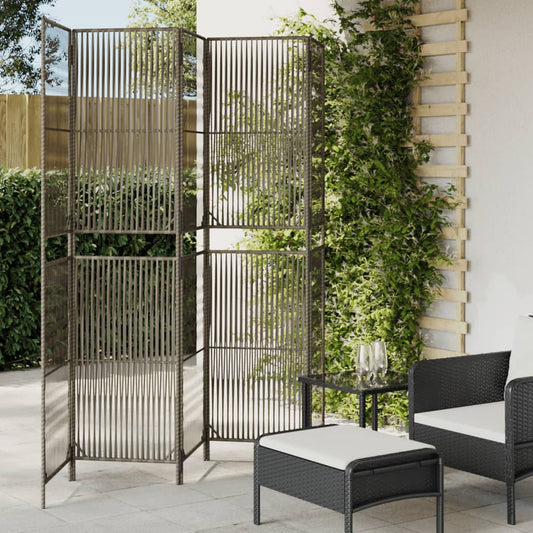 5-Panel Room Divider in Elegant Grey Poly Rattan