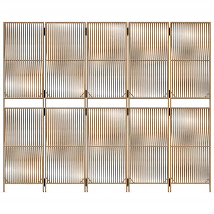 Beige Poly Rattan 5-Panel Room Divider - Stylish & Versatile