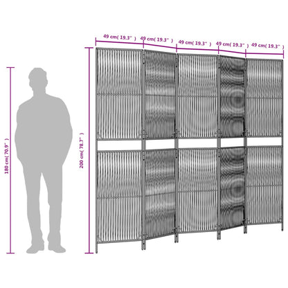 Beige Poly Rattan 5-Panel Room Divider - Stylish & Versatile