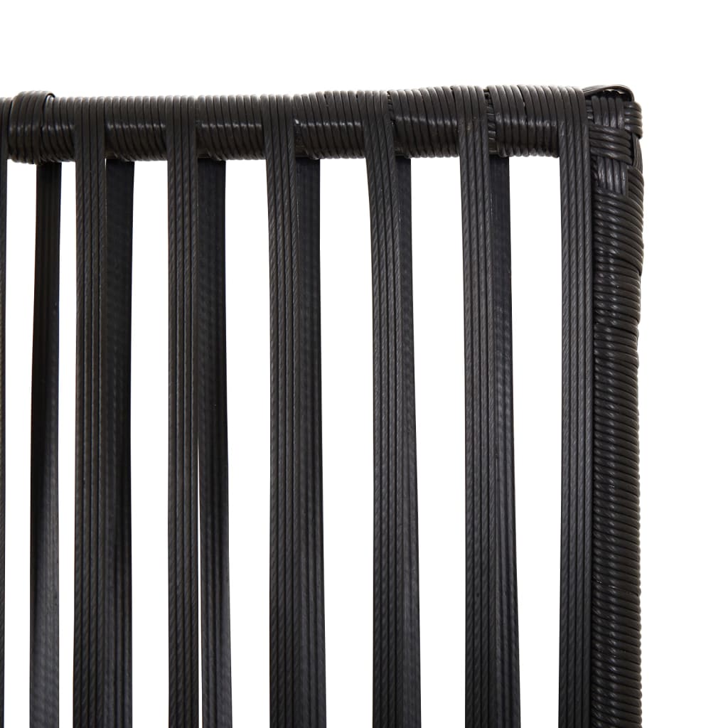 6-Panel Black Poly Rattan Room Divider - Stylish Privacy Screen