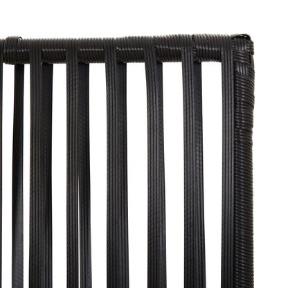 6-Panel Black Poly Rattan Room Divider - Stylish Privacy Screen