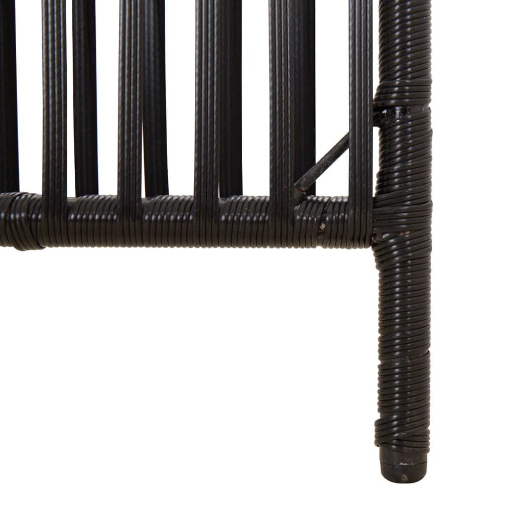 6-Panel Black Poly Rattan Room Divider - Stylish Privacy Screen