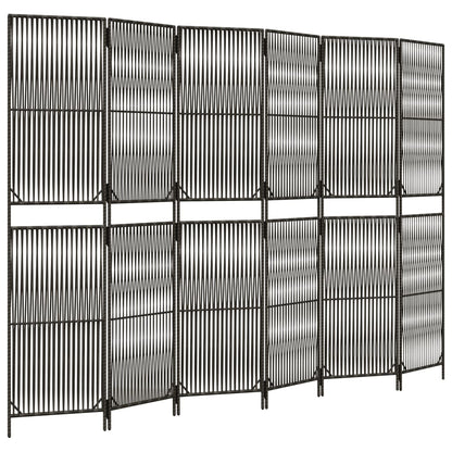 6-Panel Grey Poly Rattan Room Divider – Stylish Privacy Screen