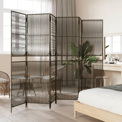 6-Panel Grey Poly Rattan Room Divider – Stylish Privacy Screen