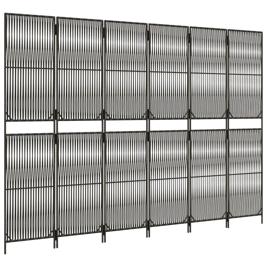 6-Panel Grey Poly Rattan Room Divider – Stylish Privacy Screen