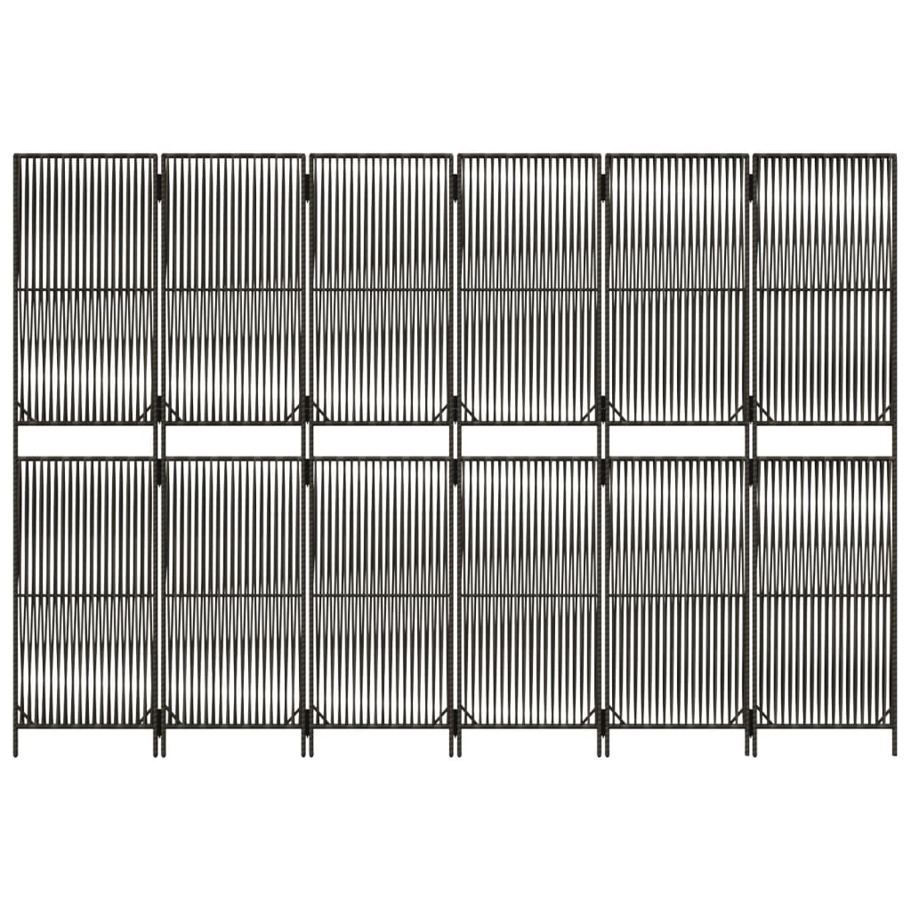 6-Panel Grey Poly Rattan Room Divider – Stylish Privacy Screen