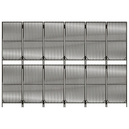 6-Panel Grey Poly Rattan Room Divider – Stylish Privacy Screen