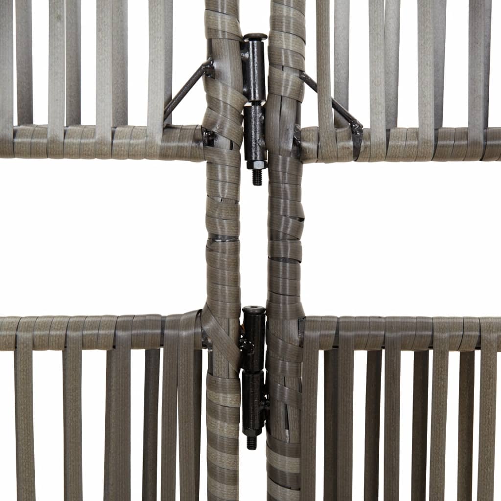 6-Panel Grey Poly Rattan Room Divider – Stylish Privacy Screen