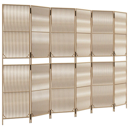 Beige Poly Rattan Room Divider - 6 Panels for Stylish Separation
