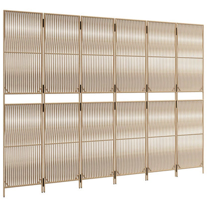 Beige Poly Rattan Room Divider - 6 Panels for Stylish Separation