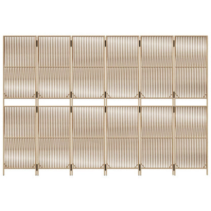 Beige Poly Rattan Room Divider - 6 Panels for Stylish Separation