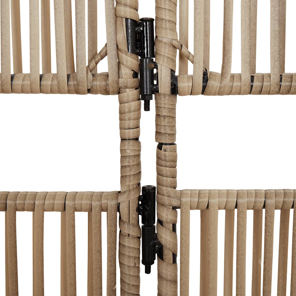 Beige Poly Rattan Room Divider - 6 Panels for Stylish Separation
