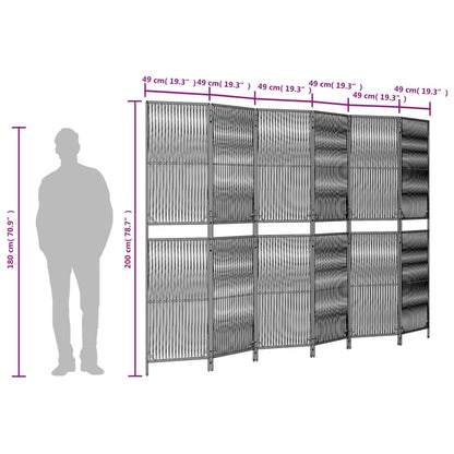 Beige Poly Rattan Room Divider - 6 Panels for Stylish Separation