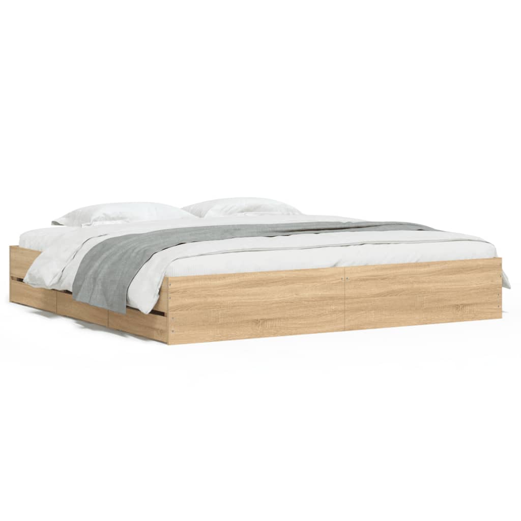 Sonoma Oak Super King Bed Frame 180x200 cm with Drawers