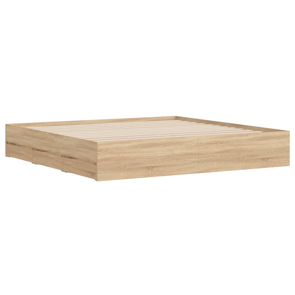 Sonoma Oak Super King Bed Frame 180x200 cm with Drawers