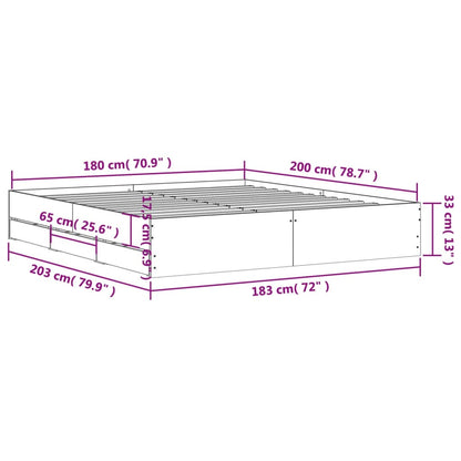 Sonoma Oak Super King Bed Frame 180x200 cm with Drawers