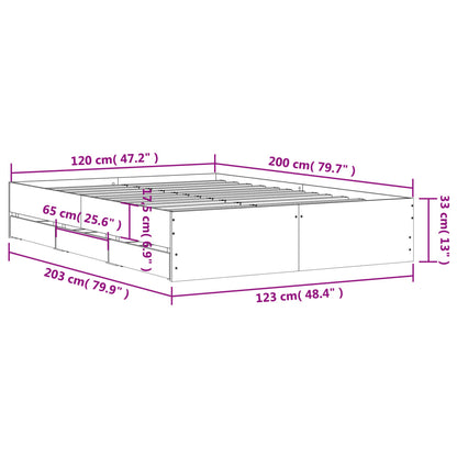 Bed Frame with Drawers without Mattress White 120x200 cm
