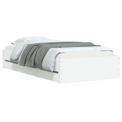 Bed Frame with Drawers without Mattress White 100x200 cm