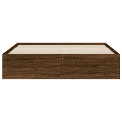 Bed Frame with Drawers without Mattress Brown Oak 140x190 cm