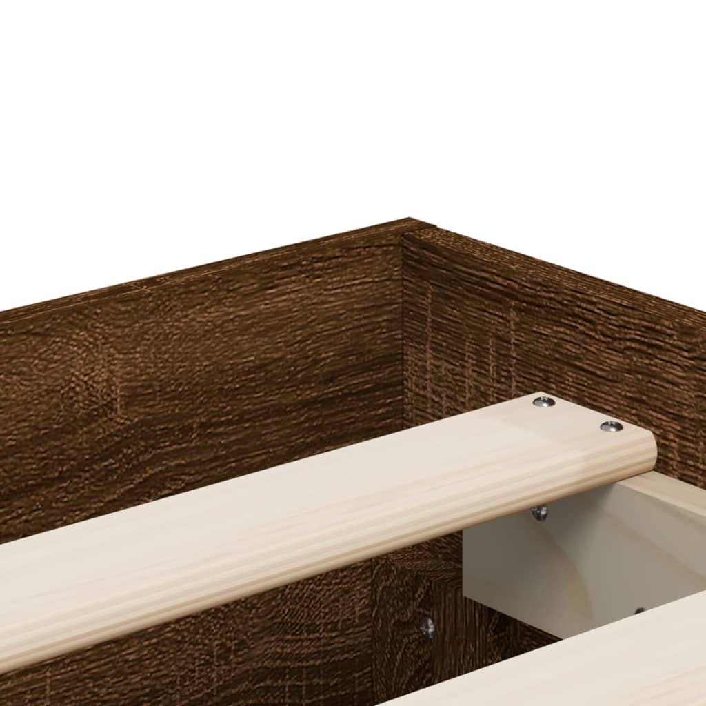 Bed Frame with Drawers without Mattress Brown Oak 140x190 cm