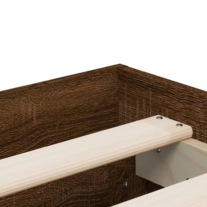 Bed Frame with Drawers without Mattress Brown Oak 140x190 cm