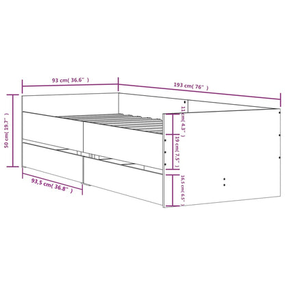 Bed Frame with Drawers without Mattress Sonoma Oak 90x190 cm Single