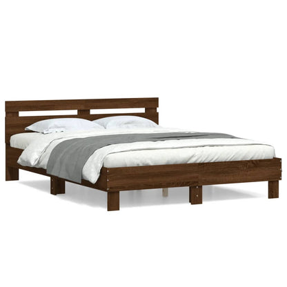 Oak Brown 140x190 cm Bed Frame – Sturdy Wood Design (No Mattress)
