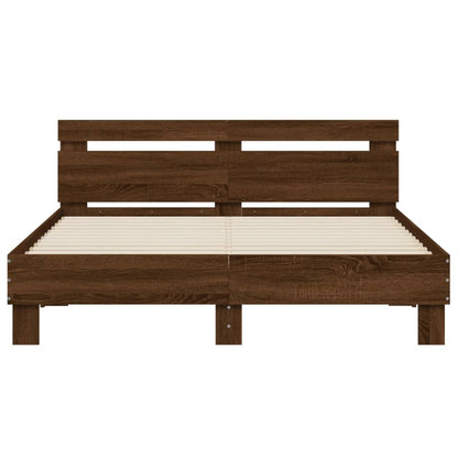 Oak Brown 140x190 cm Bed Frame – Sturdy Wood Design (No Mattress)