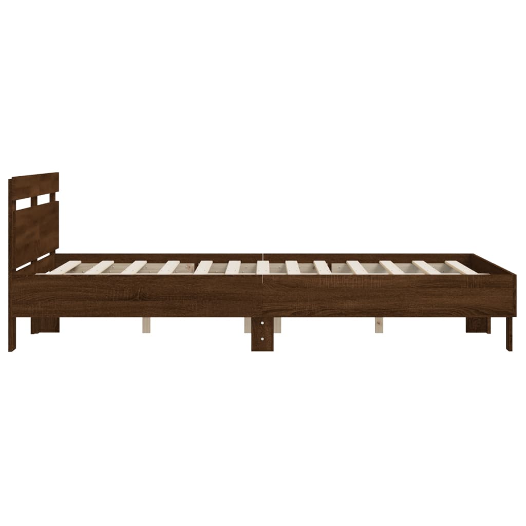 Oak Brown 140x190 cm Bed Frame – Sturdy Wood Design (No Mattress)