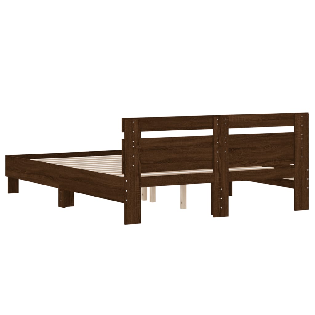 Oak Brown 140x190 cm Bed Frame – Sturdy Wood Design (No Mattress)