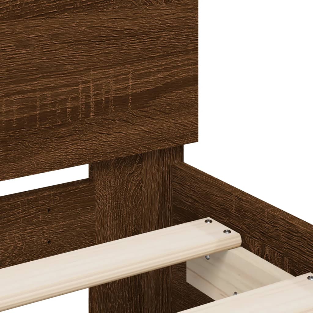 Oak Brown 140x190 cm Bed Frame – Sturdy Wood Design (No Mattress)