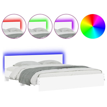 Bed Frame with LED without Mattress White 180x200 cm Super King