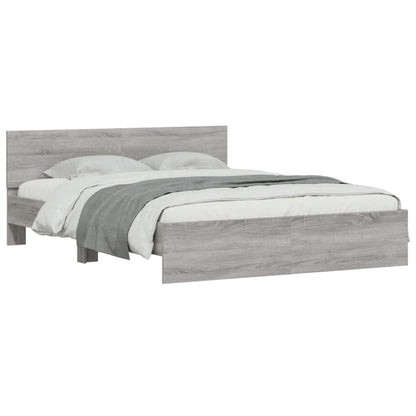 Bed Frame with LED without Mattress Grey Sonoma 160x200 cm