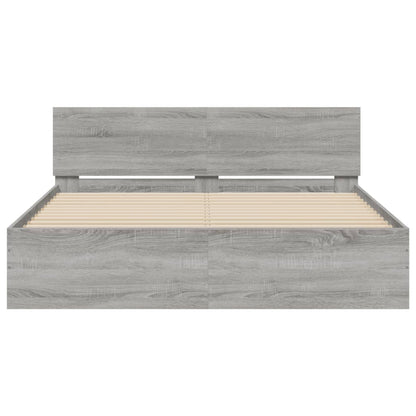 Bed Frame with LED without Mattress Grey Sonoma 160x200 cm