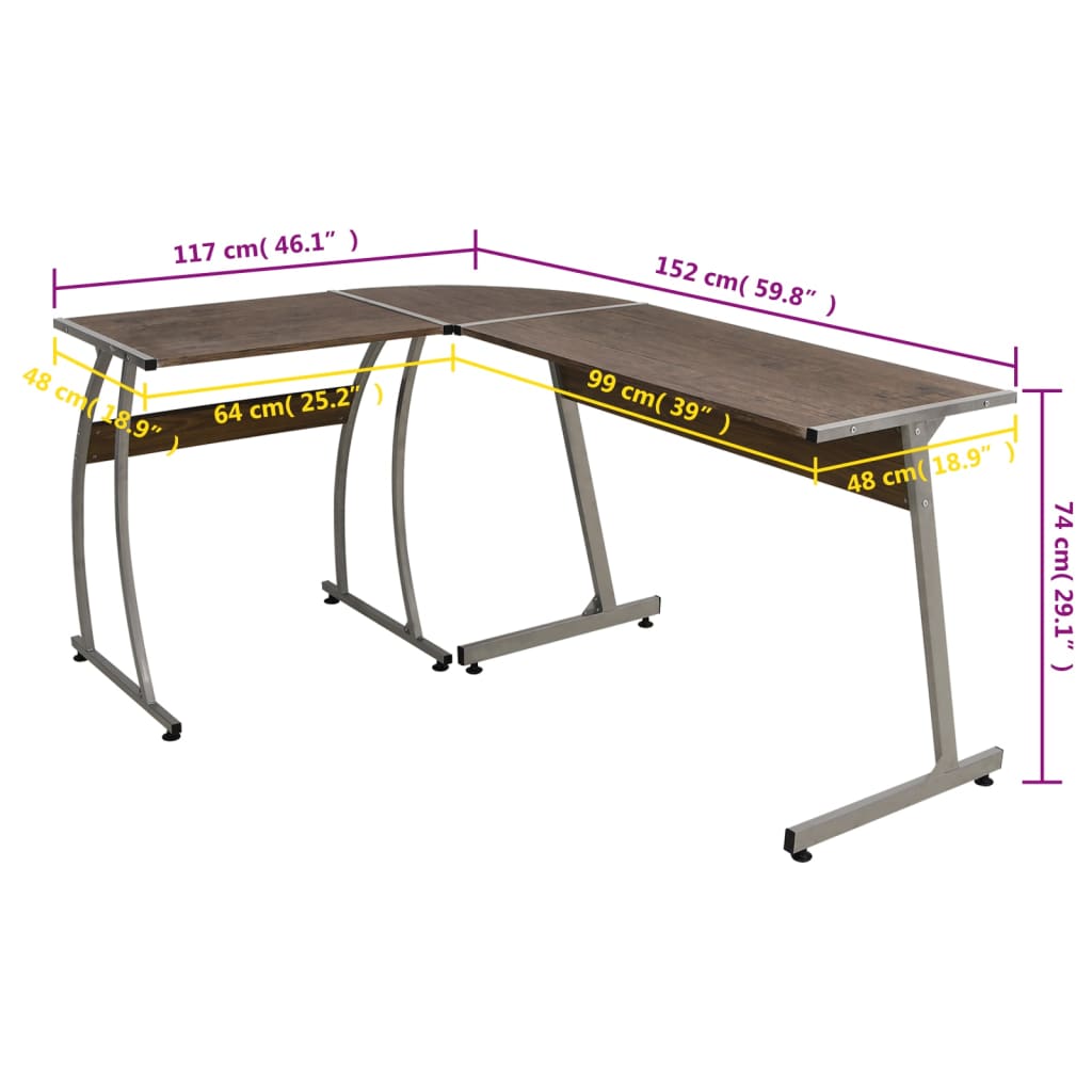 Brown Engineered Wood Corner Desk - Space-Saving & Stylish Design