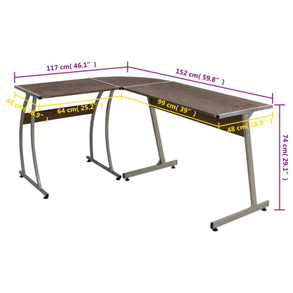Brown Engineered Wood Corner Desk - Space-Saving & Stylish Design