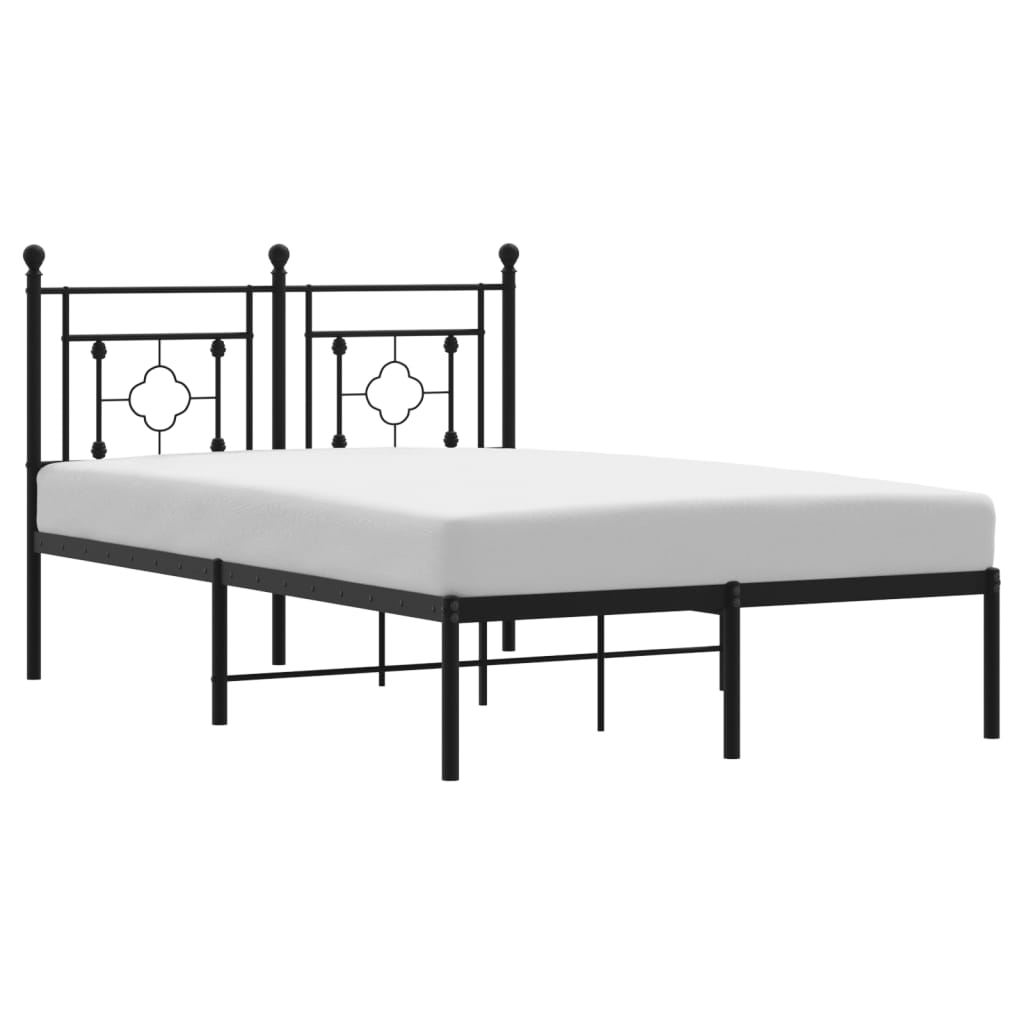 Black Metal Bed Frame with Headboard - 120x190cm | No Mattress Included