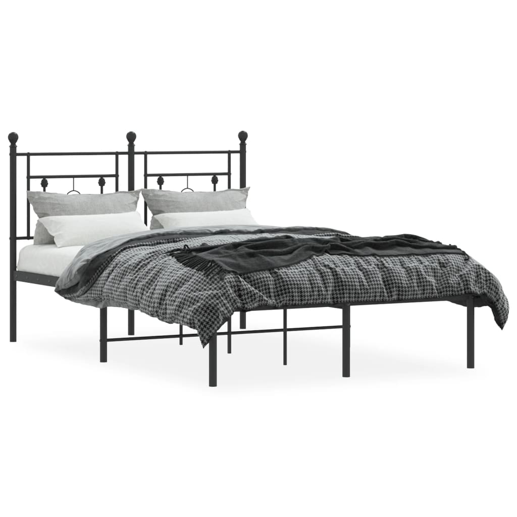 Black Metal Bed Frame with Headboard - 120x190cm | No Mattress Included