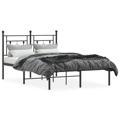 Black Metal Bed Frame with Headboard - 120x190cm | No Mattress Included