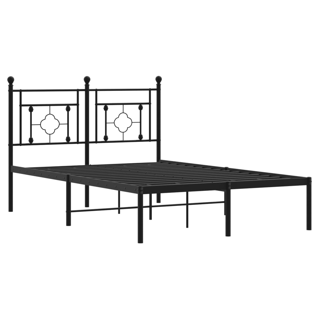 Black Metal Bed Frame with Headboard - 120x190cm | No Mattress Included