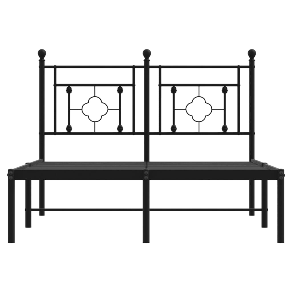 Black Metal Bed Frame with Headboard - 120x190cm | No Mattress Included
