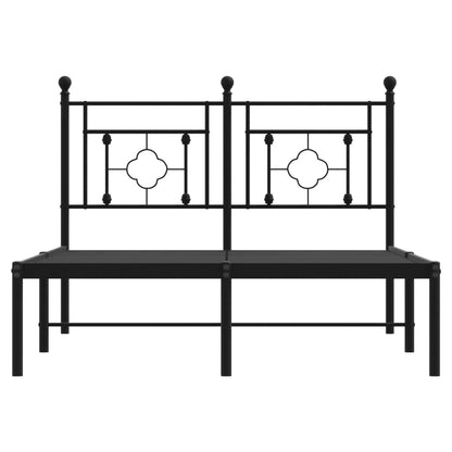Black Metal Bed Frame with Headboard - 120x190cm | No Mattress Included