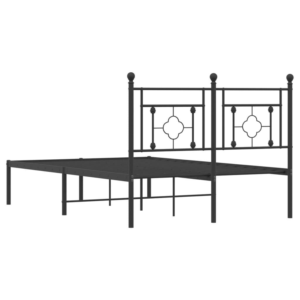 Black Metal Bed Frame with Headboard - 120x190cm | No Mattress Included