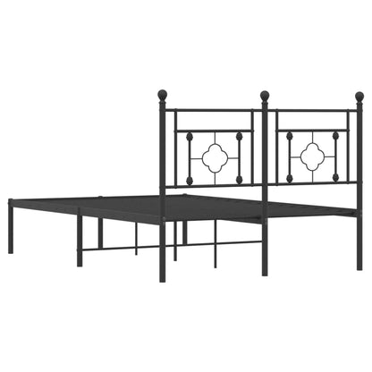 Black Metal Bed Frame with Headboard - 120x190cm | No Mattress Included
